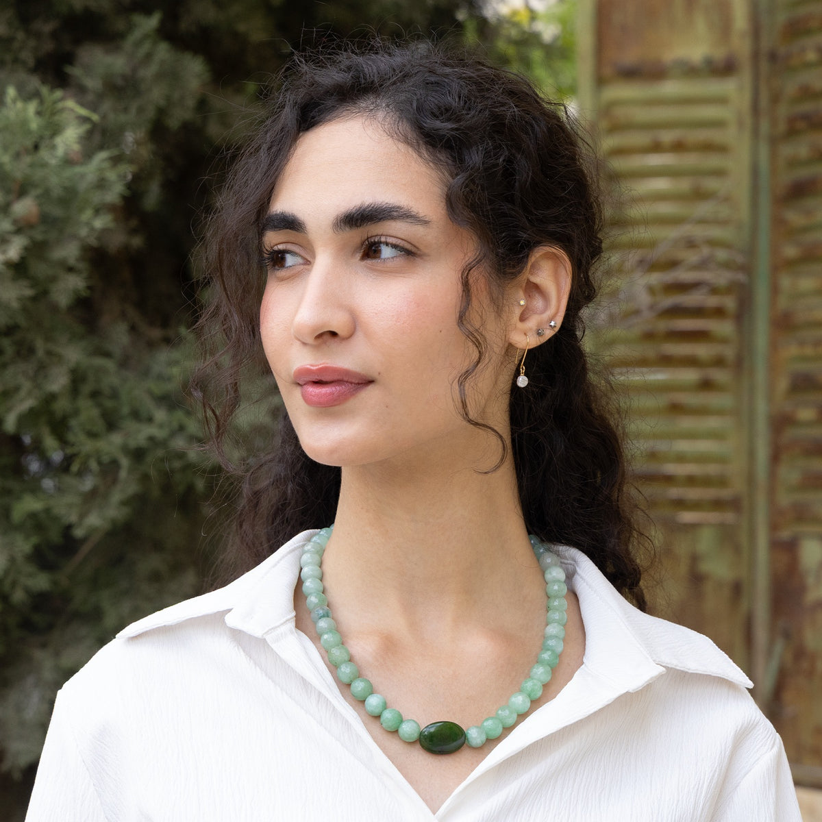 Elora Olive Gemstone Necklace - Peace Pieces Jewelry