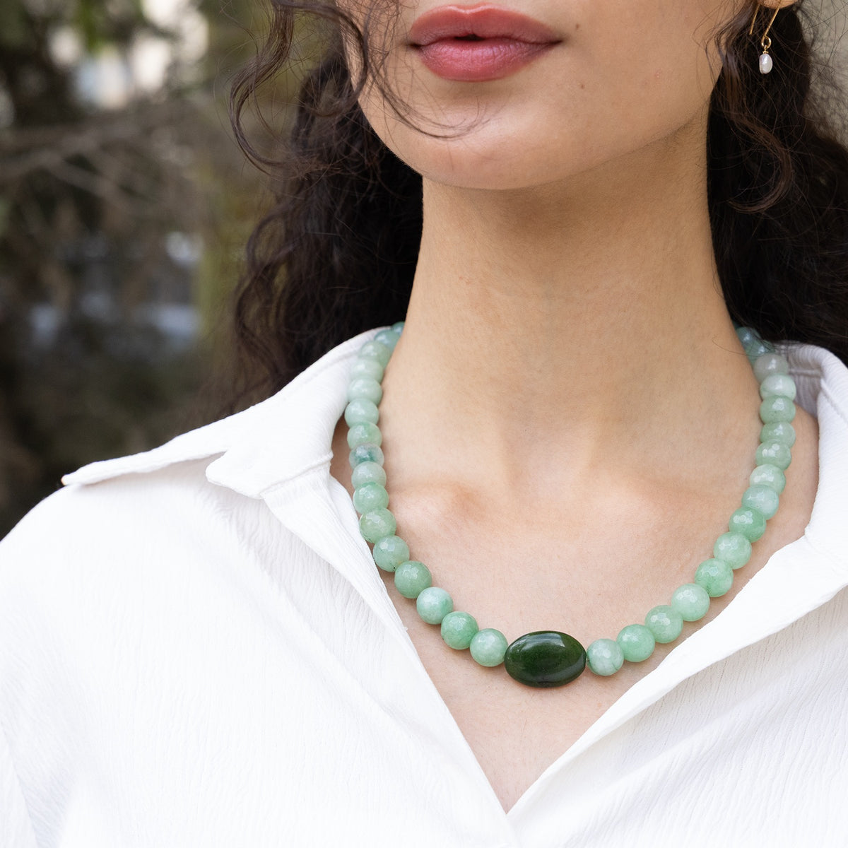 Elora Olive Gemstone Necklace - Peace Pieces Jewelry