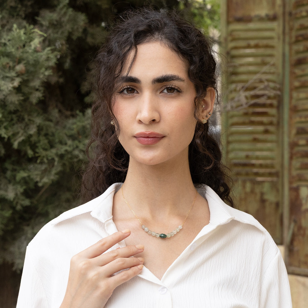 Elora Olive Gemstone Necklace - Peace Pieces Jewelry