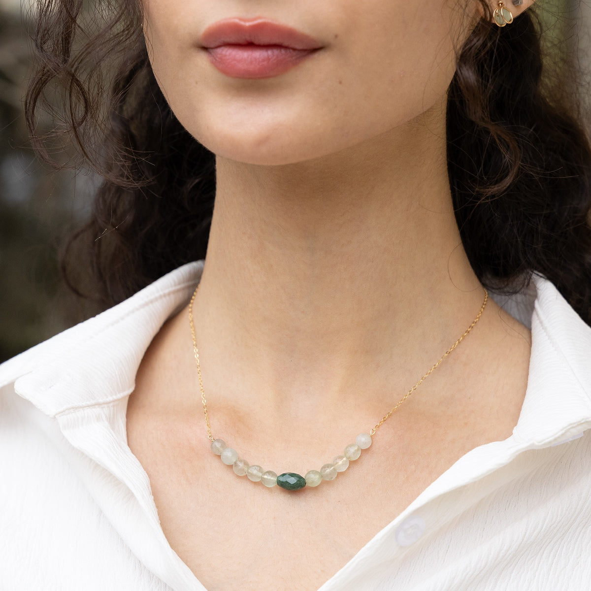 Elora Olive Gemstone Necklace - Peace Pieces Jewelry