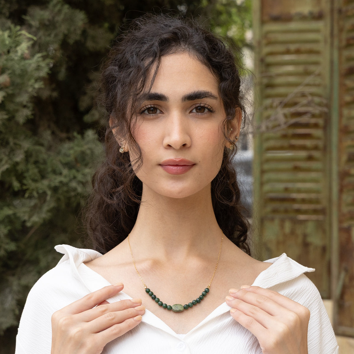 Elora Olive Gemstone Necklace - Peace Pieces Jewelry