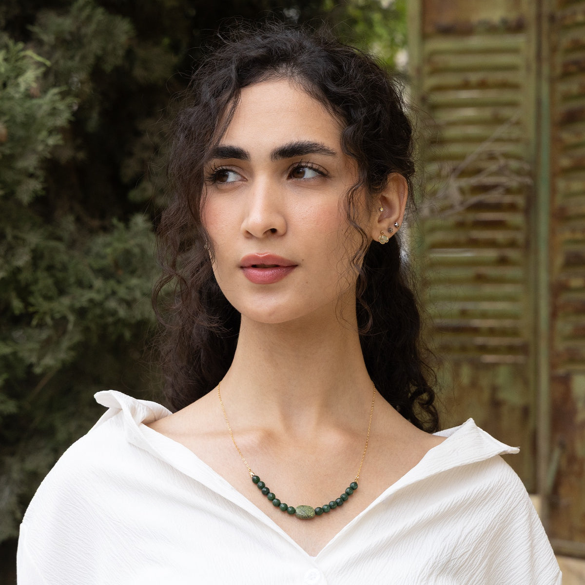 Elora Olive Gemstone Necklace - Peace Pieces Jewelry
