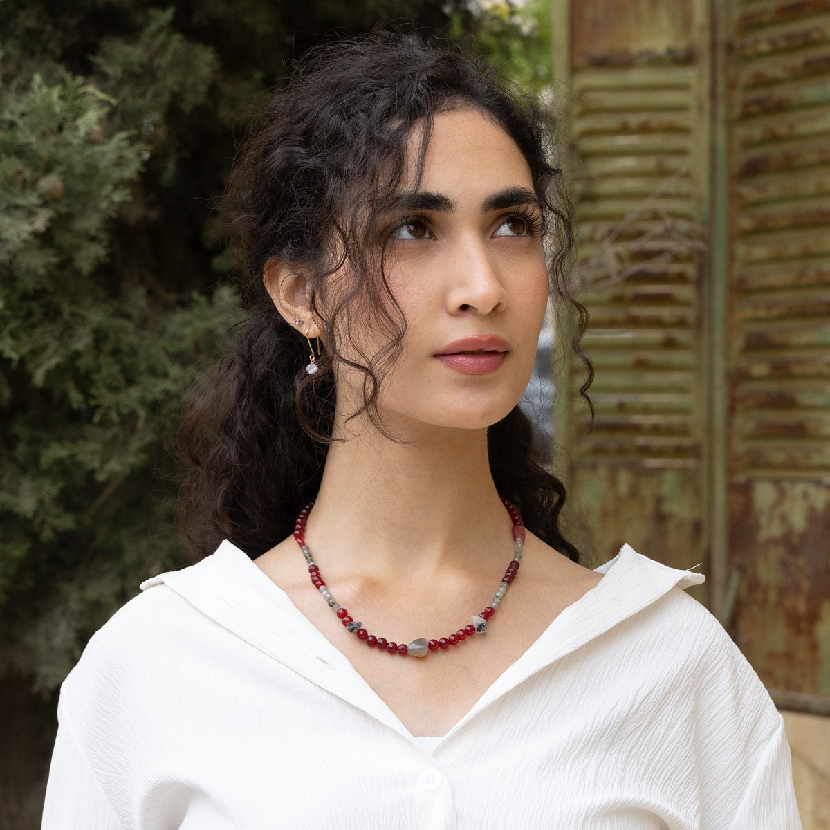Elora Red Gemstone Necklace