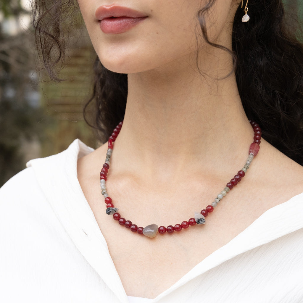 Elora Red Gemstone Necklace