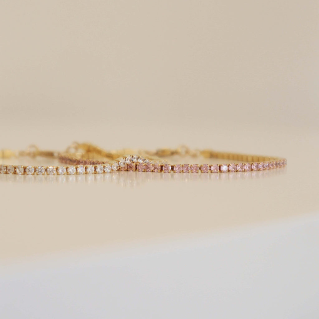 Tennis Bracelet Pink & White Gold Set