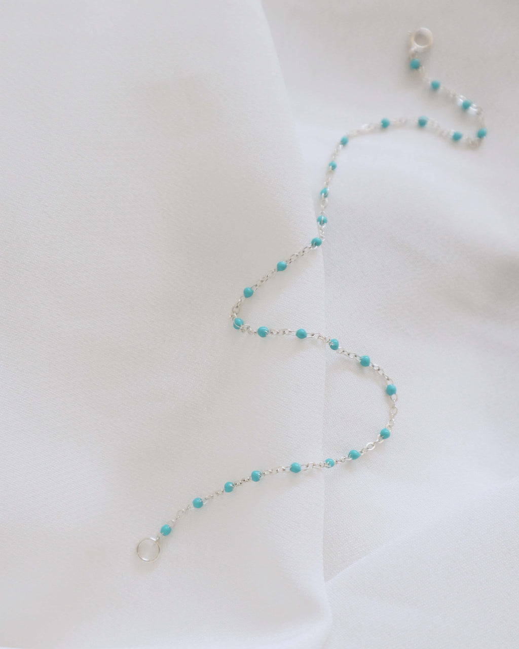 Blue Epoxy Silver Anklet PeacePiecesJewelry