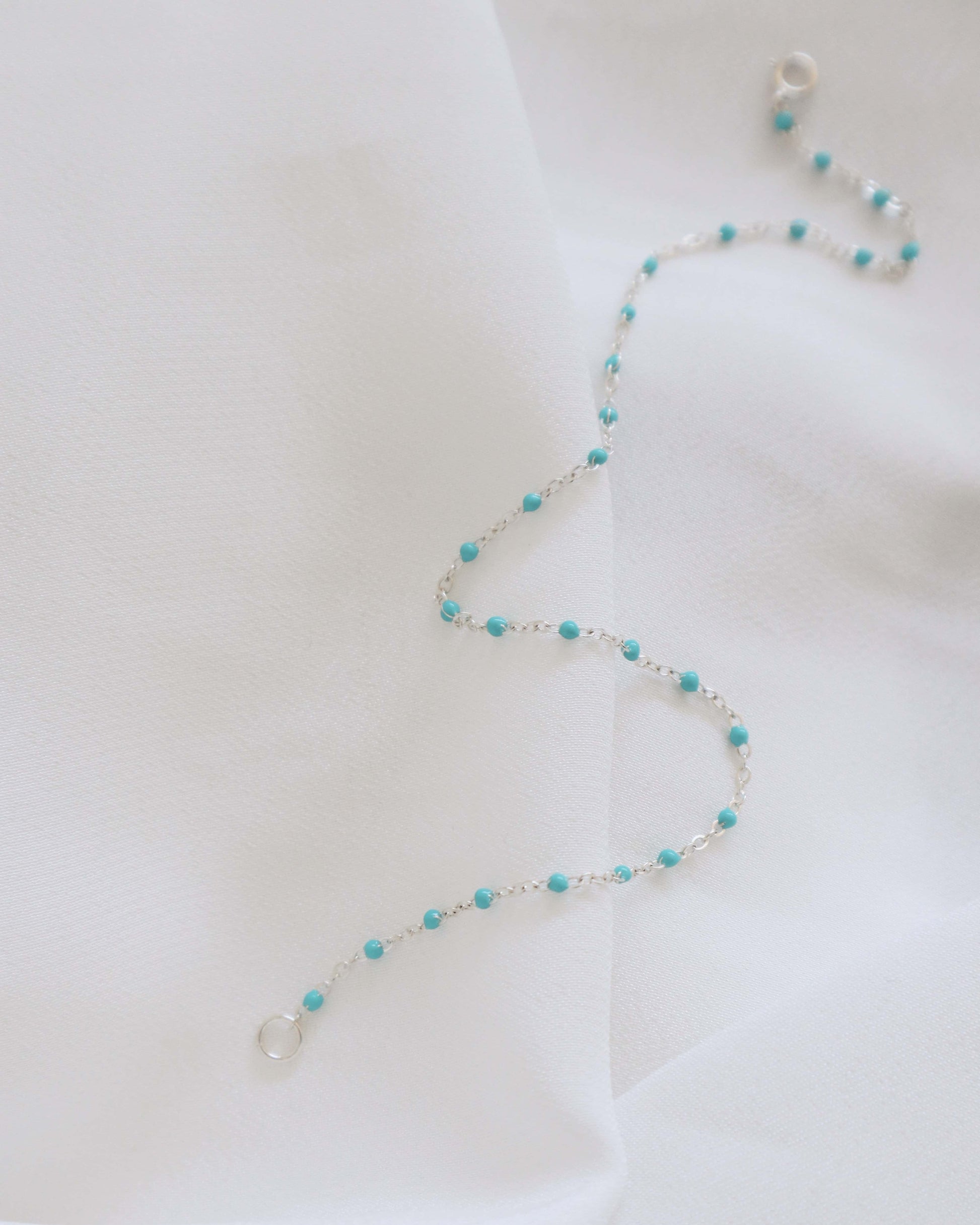 Blue Epoxy Silver Anklet PeacePiecesJewelry