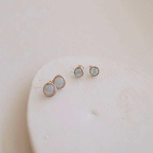 Aquamarine Gold Studs - PeacePiecesJewelry