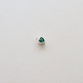 Green Emerald Silver Heart Charm PeacePiecesJewelry