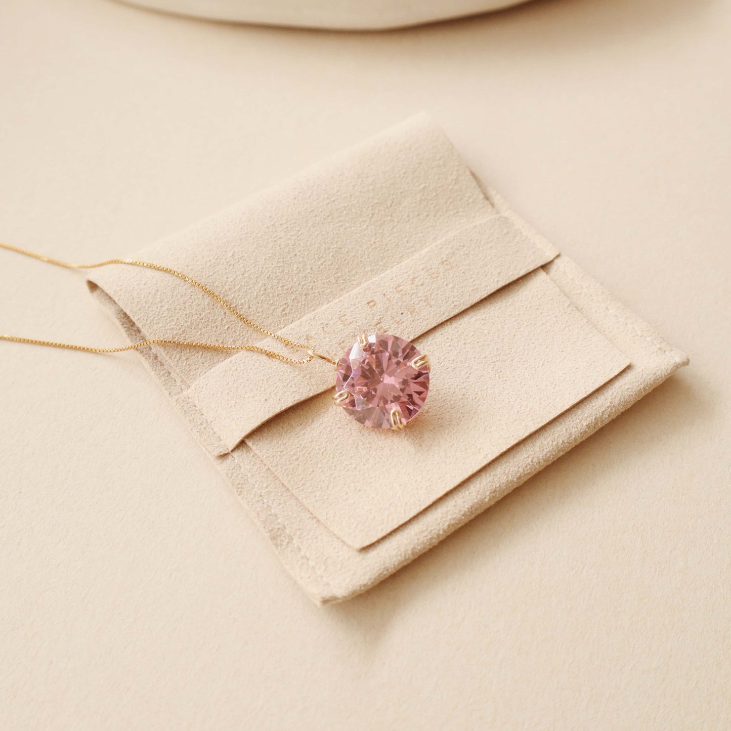 Pink Round Zircon Gemstone Necklace