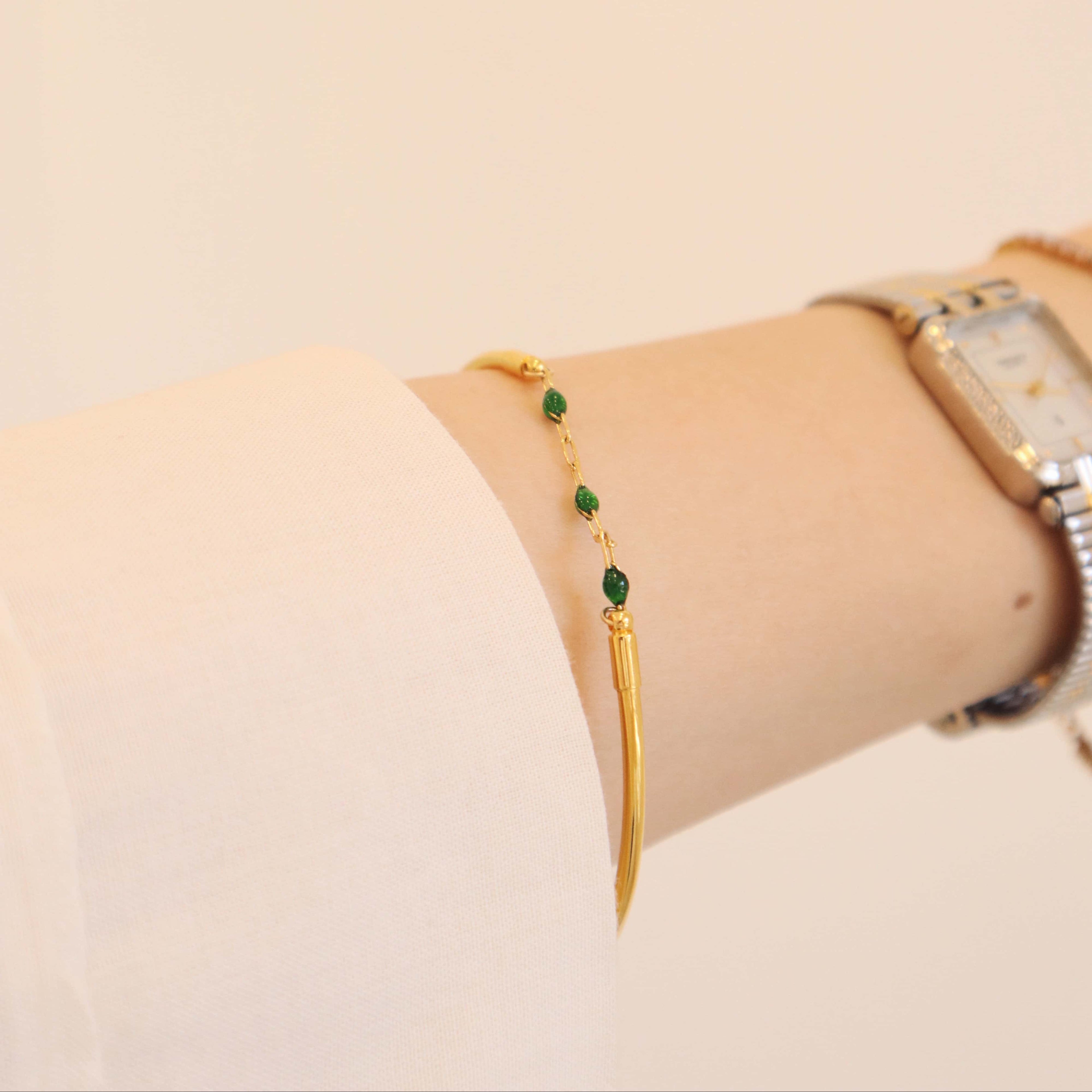 Gold Cuff Bangle PeacePiecesJewelry