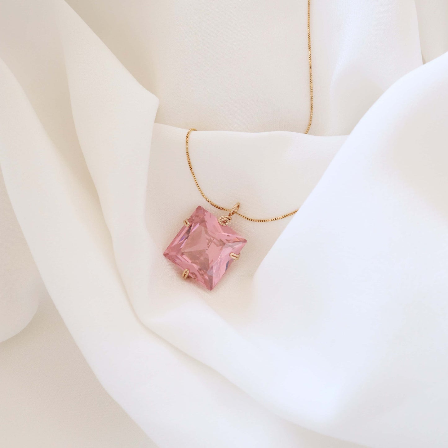 Pink Cubic Zirconia Gemstone Necklace