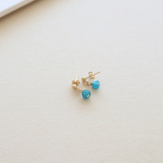 Blue Apatite Ball Earrings