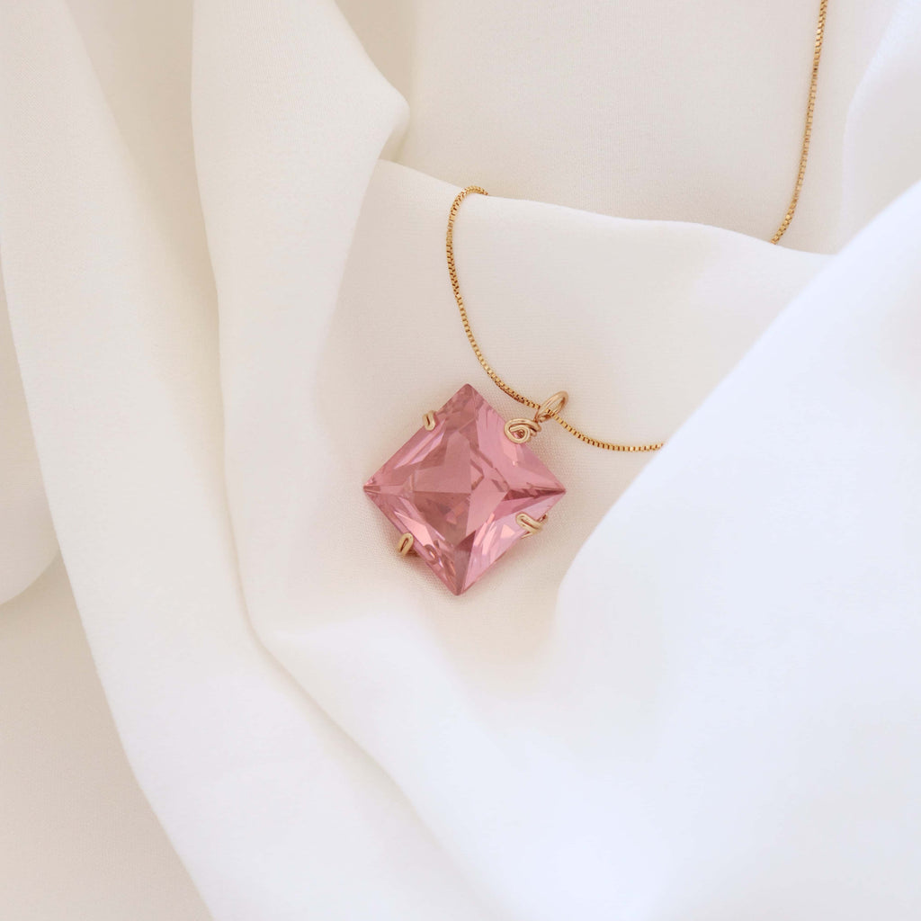 Pink Cubic Zirconia Gemstone Necklace