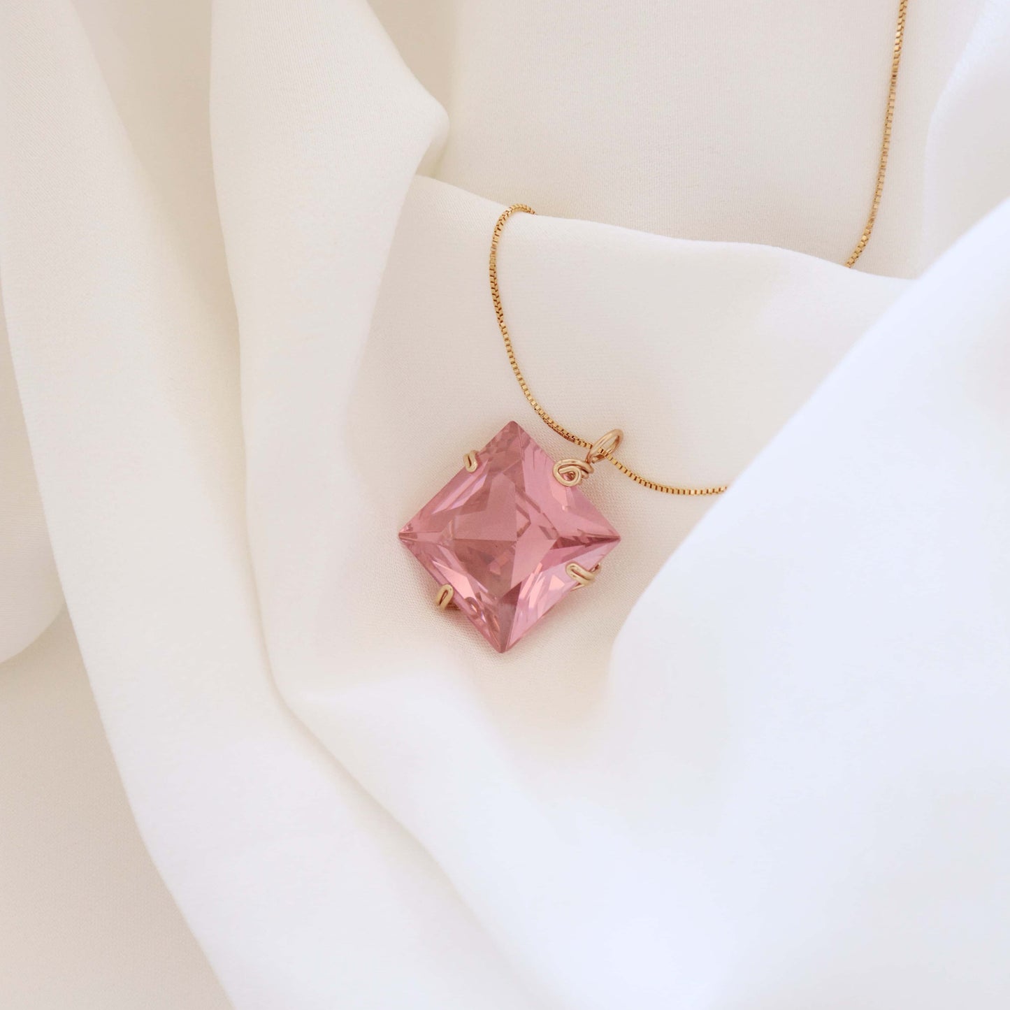 Pink Cubic Zirconia Gemstone Necklace