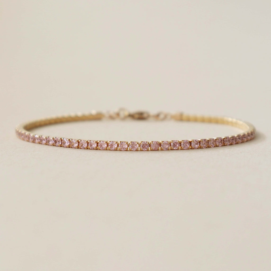 Tennis Bracelet Rose Pink Gold PeacePiecesJewelry
