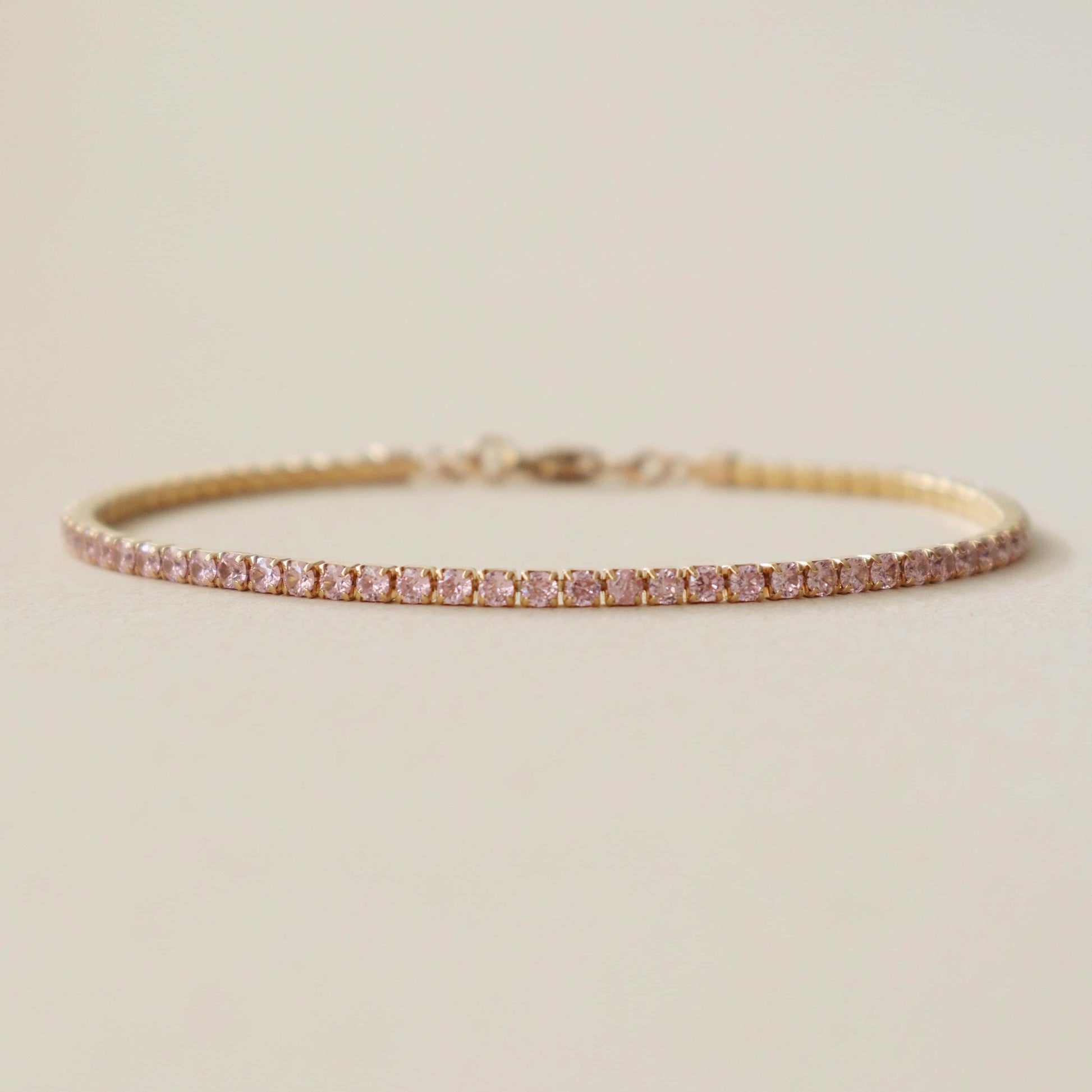 Tennis Bracelet Rose Pink Gold PeacePiecesJewelry