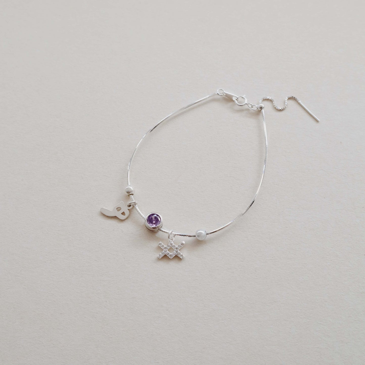 Amethyst Spacer Bracelet PeacePiecesJewelry