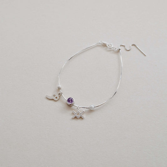 Amethyst Spacer Bracelet PeacePiecesJewelry