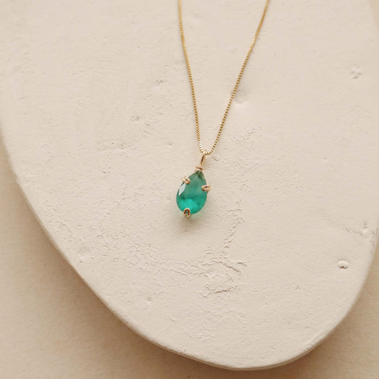 Teardrop Emerald Gemstone Necklace