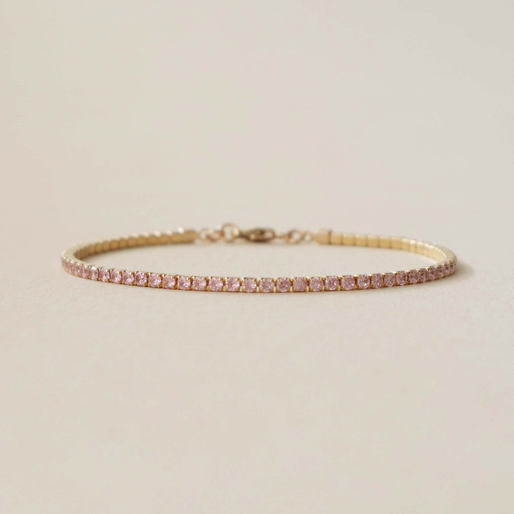 Tennis Bracelet Rose Pink Gold PeacePiecesJewelry