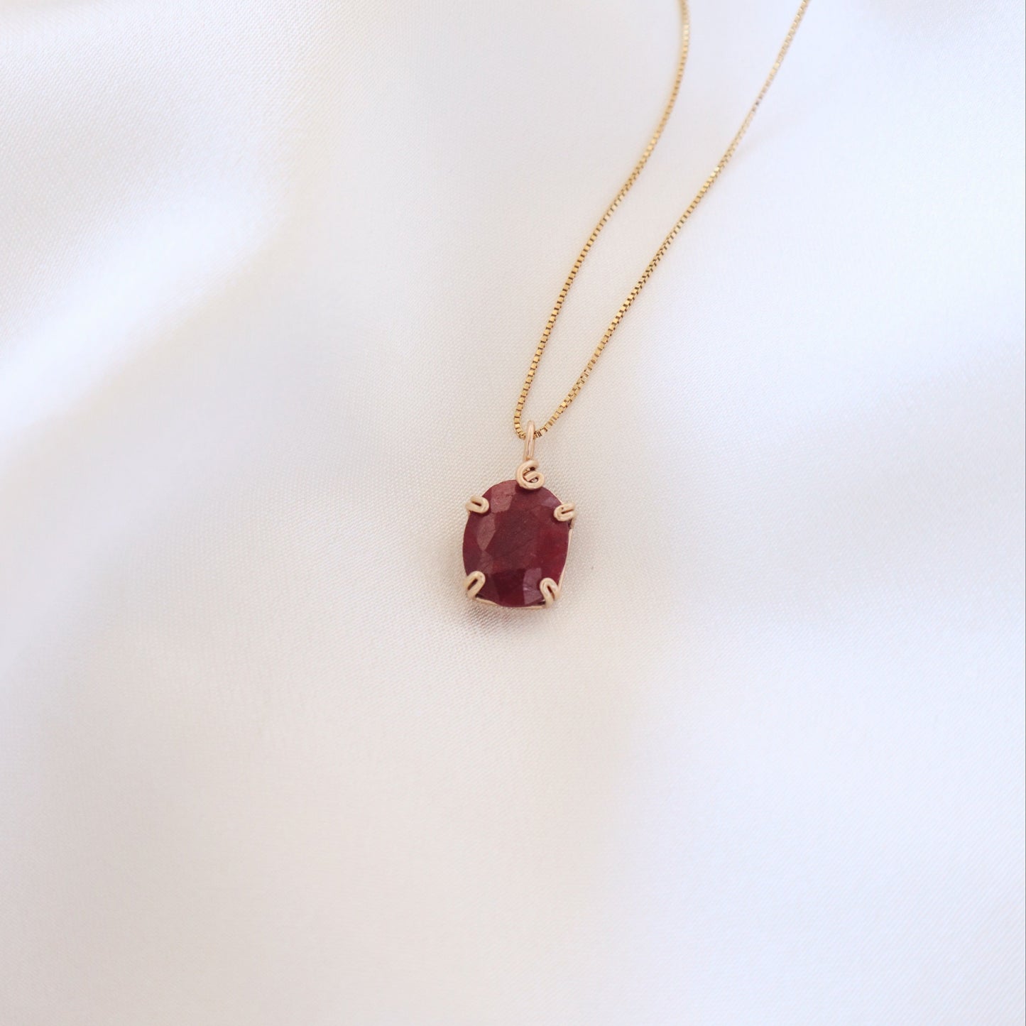Oval Ruby Gemstone Necklace