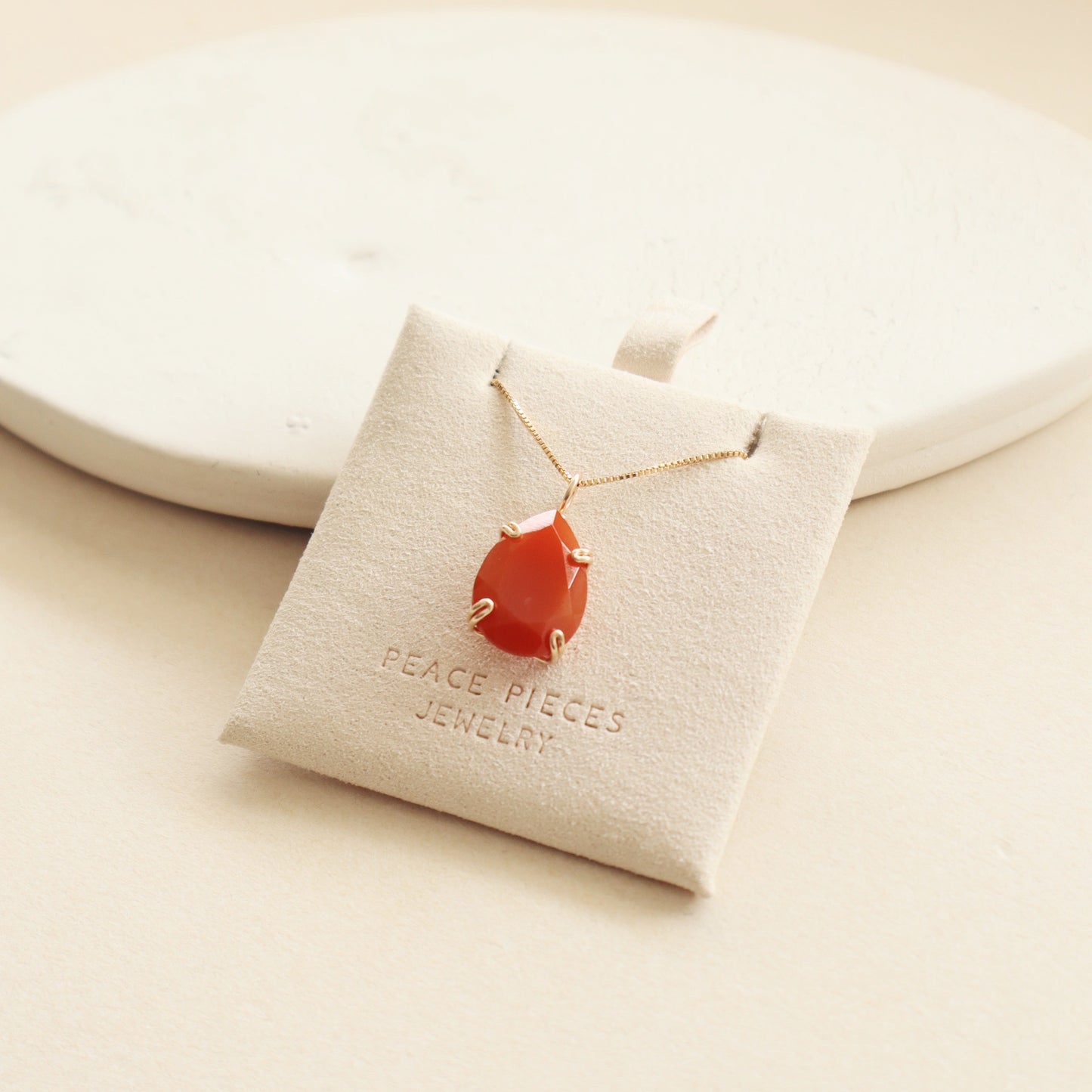 Teardrop Carnelian Gemstone Necklace
