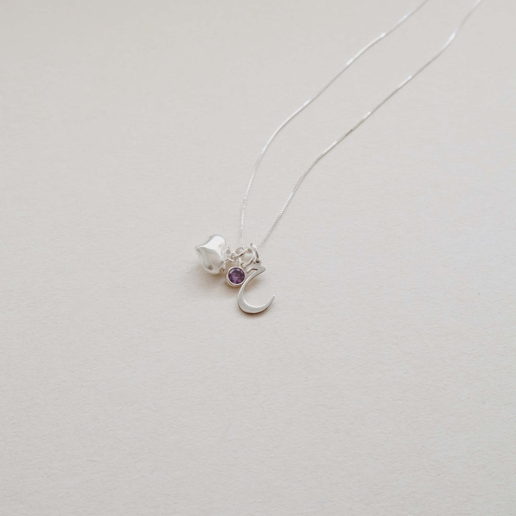 Arabic Initial & Heart Necklace PeacePiecesJewelry