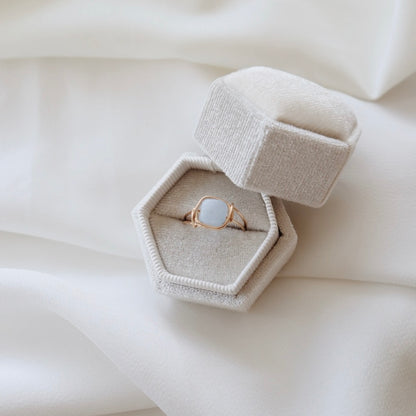 Square Aquamarine Ring - PeacePiecesJewelry