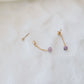 Square Amethyst Gold Ball Earrings