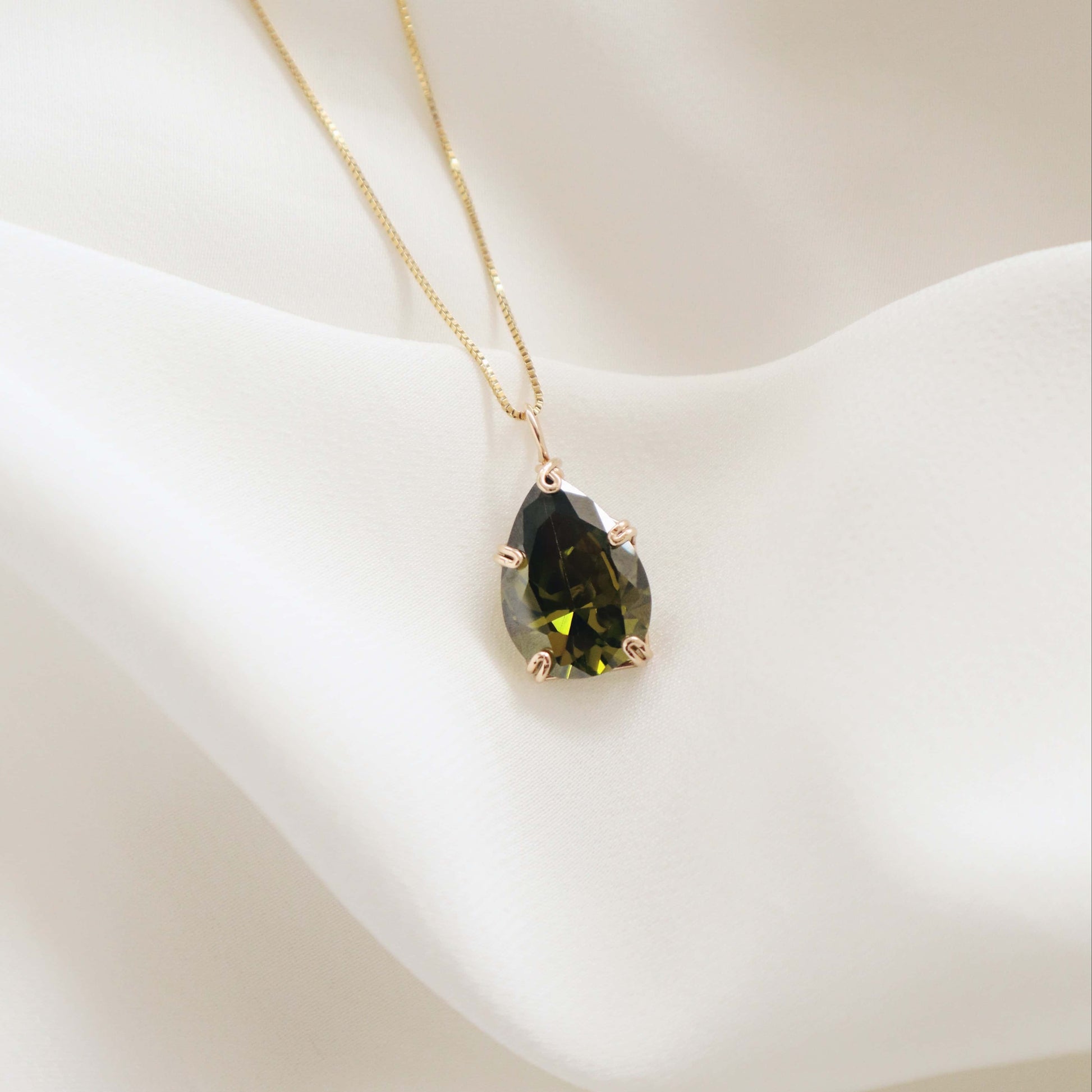Green Tourmaline Teardrop Gemstone Pendant Peace Pieces Jewelry