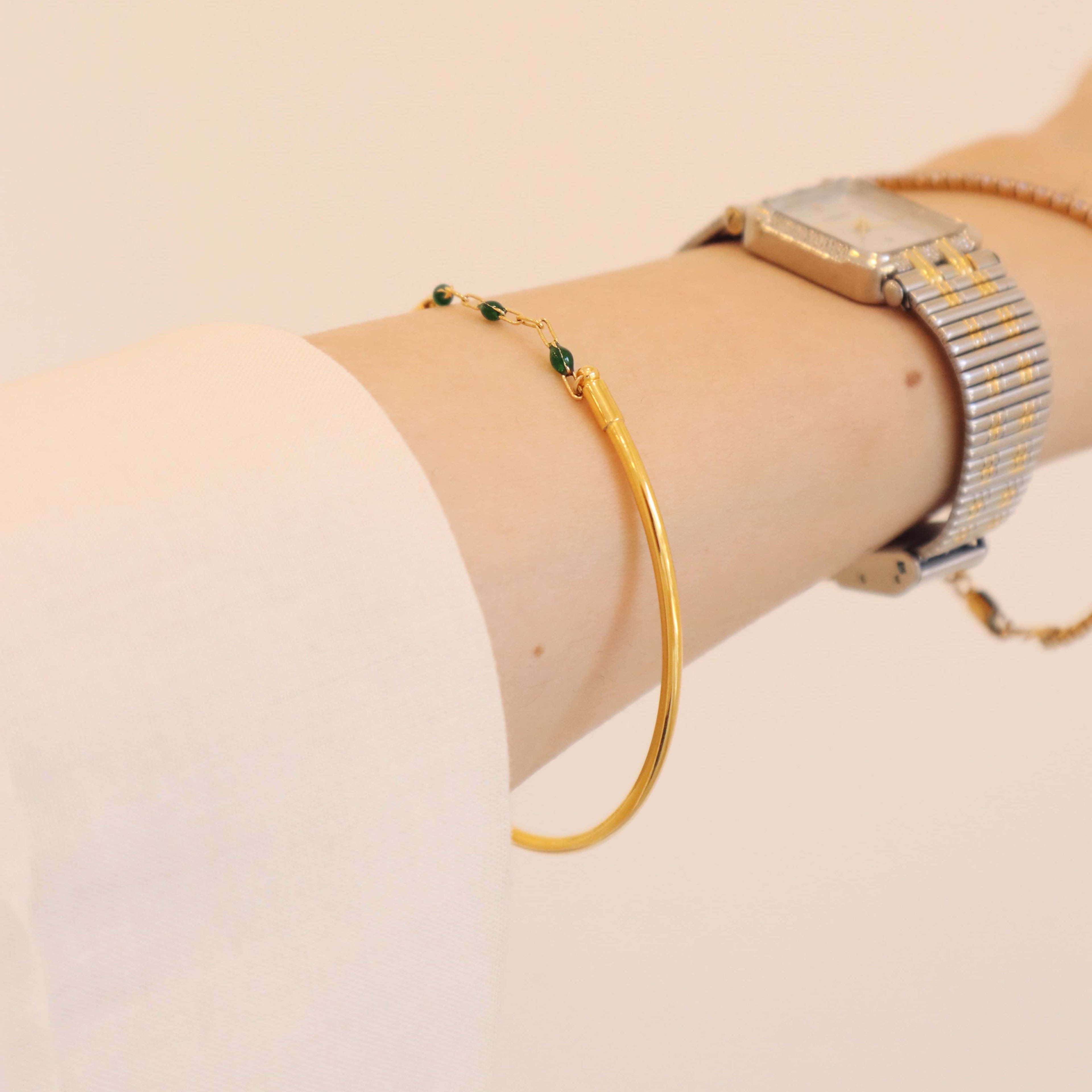 Gold Cuff Bangle PeacePiecesJewelry