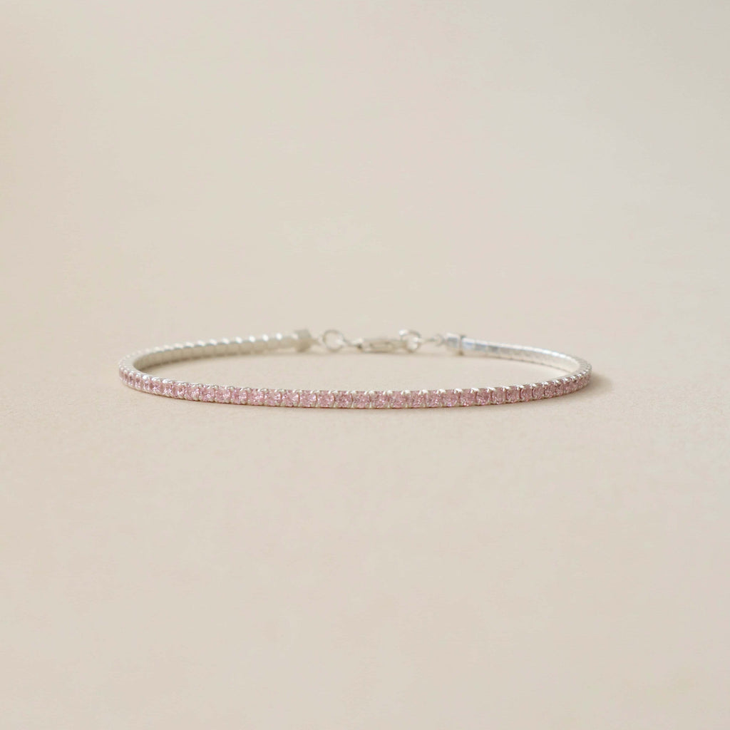Tennis Bracelet Rose Pink Silver PeacePiecesJewelry