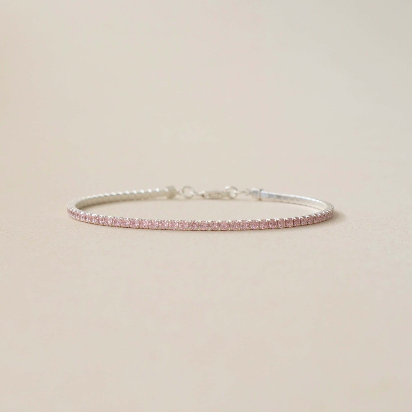 Tennis Bracelet Rose Pink Silver PeacePiecesJewelry