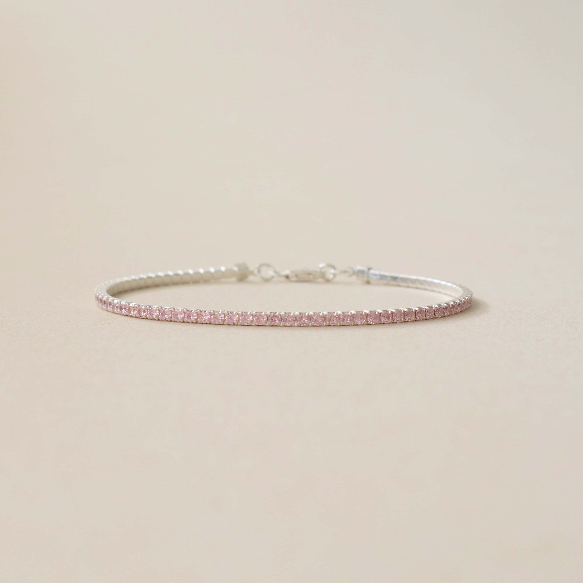 Tennis Bracelet Rose Pink Silver PeacePiecesJewelry