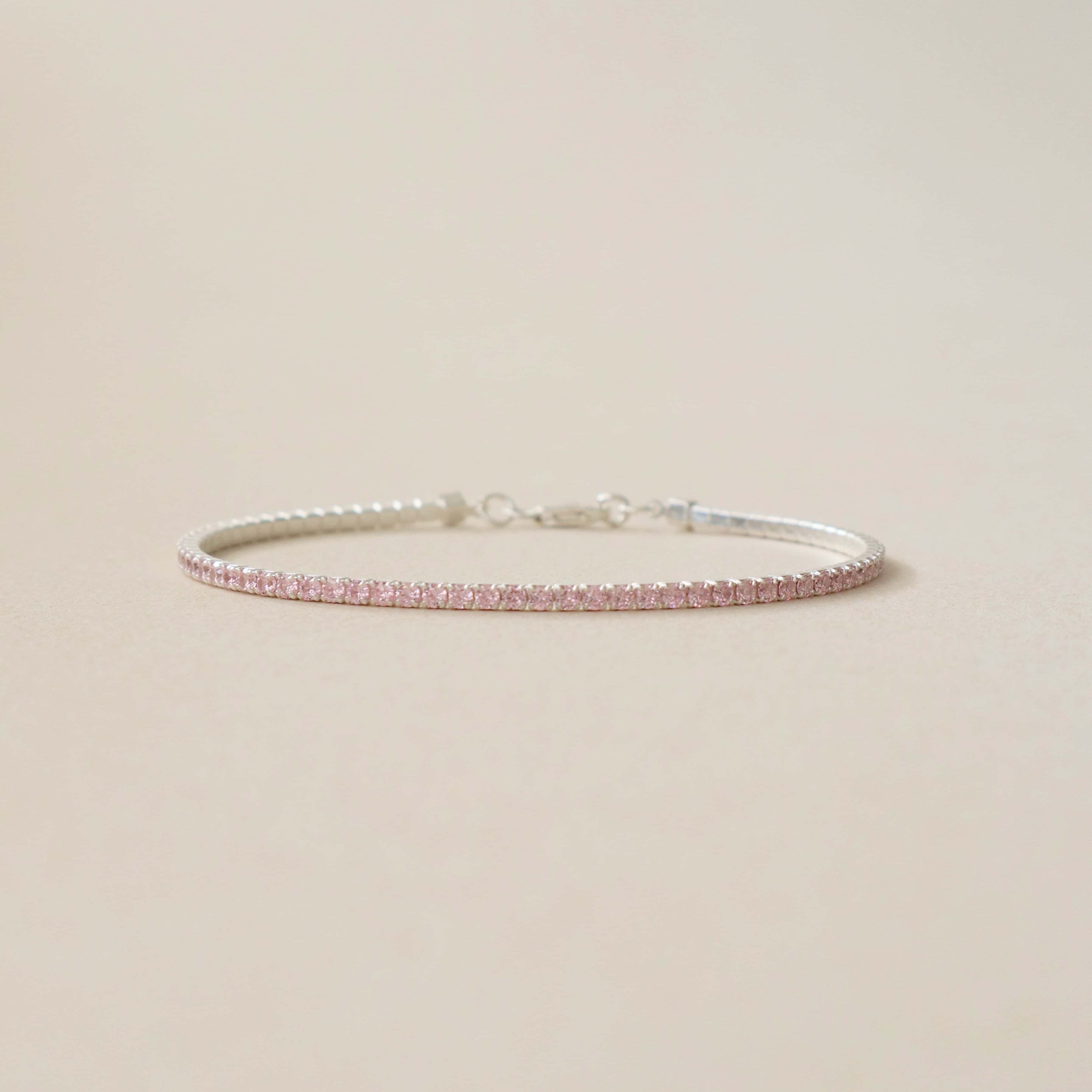 Tennis Bracelet Rose Pink Silver PeacePiecesJewelry