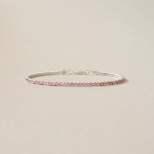 Tennis Bracelet Rose Pink Silver PeacePiecesJewelry