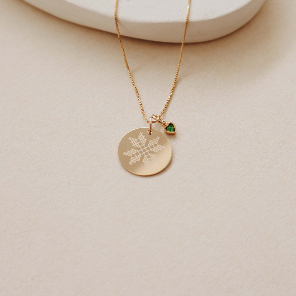 Bethlehem Round Necklace with Emerald Charm PeacePiecesJewelry