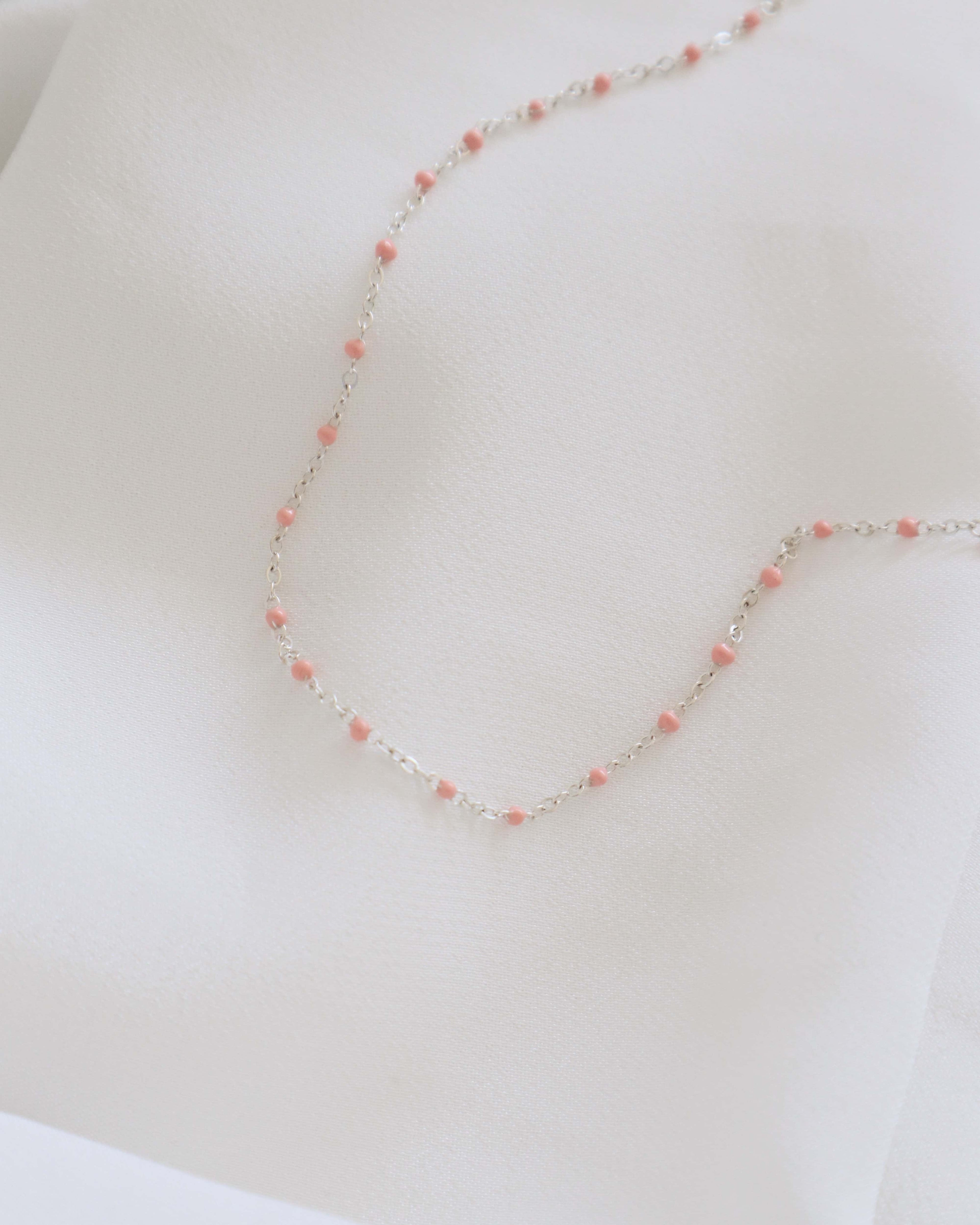 Pink Epoxy Silver Anklet PeacePiecesJewelry