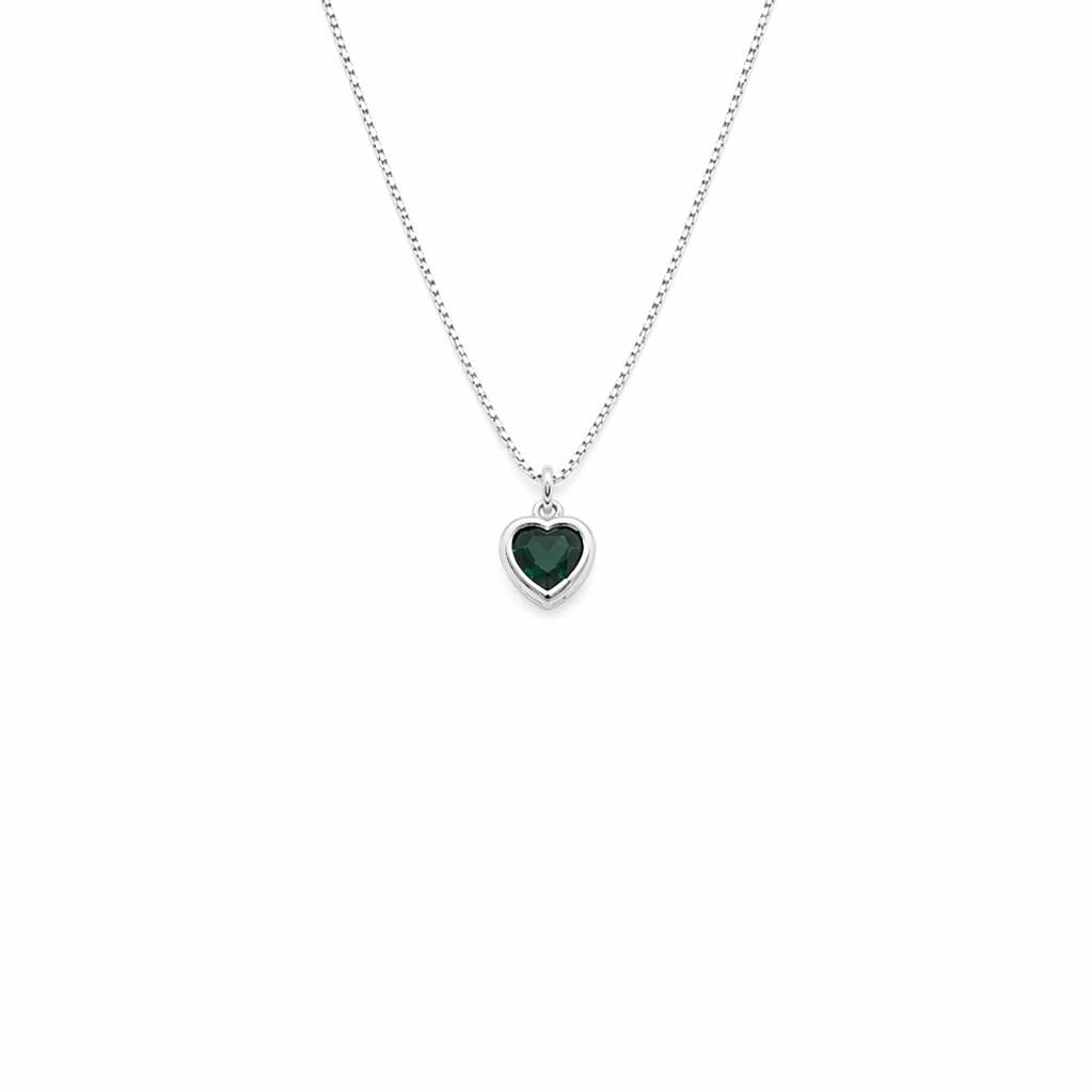 Emerald Large Heart Necklace - PeacePiecesJewelry
