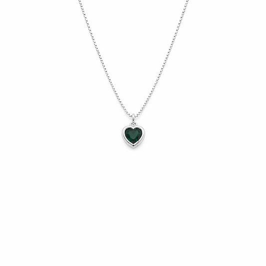 Emerald Large Heart Necklace - PeacePiecesJewelry