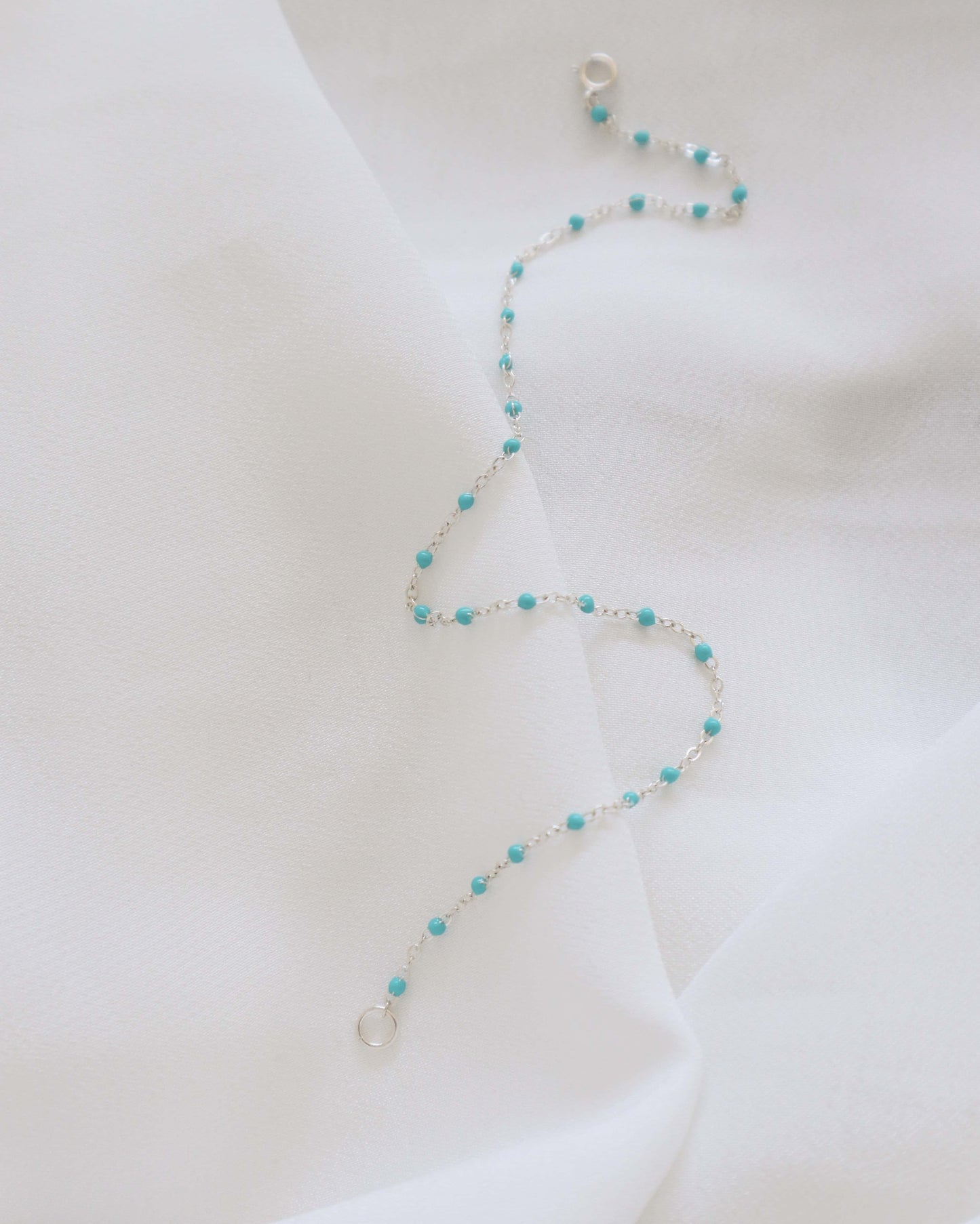 Blue Epoxy Silver Anklet PeacePiecesJewelry
