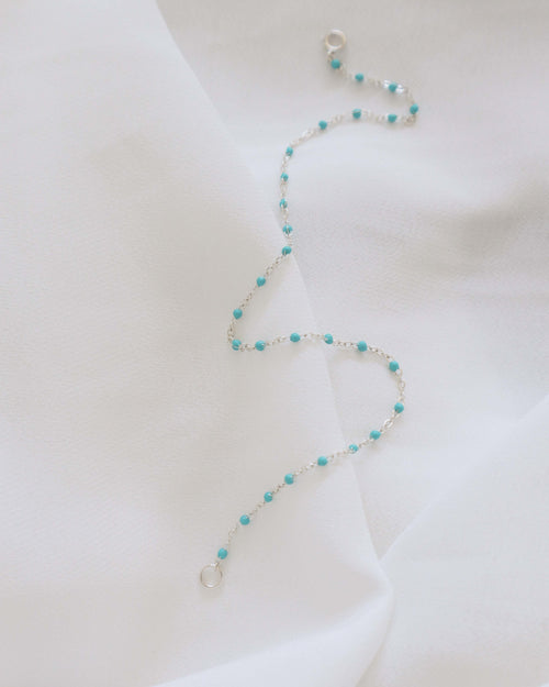 Blue Epoxy Silver Anklet PeacePiecesJewelry
