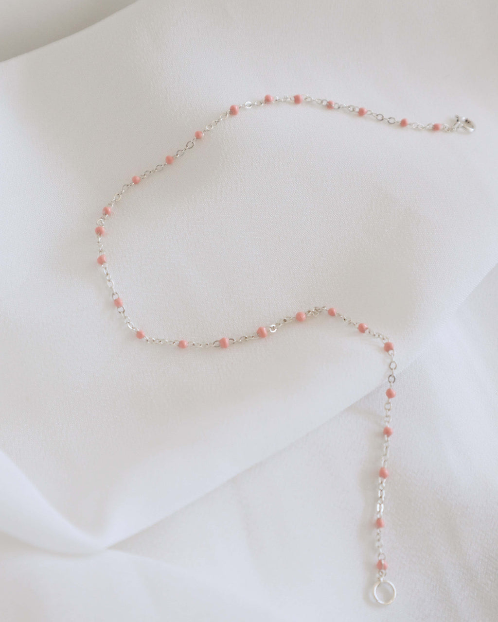 Pink Epoxy Silver Anklet PeacePiecesJewelry