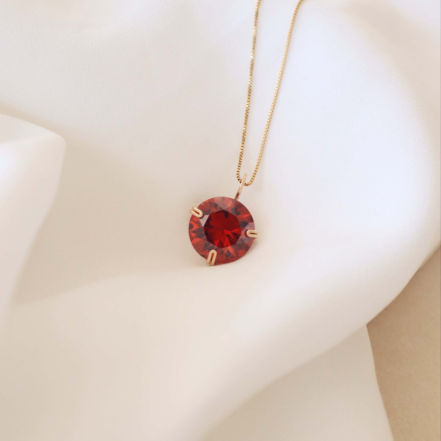 Garnet Round Gemstone Necklace