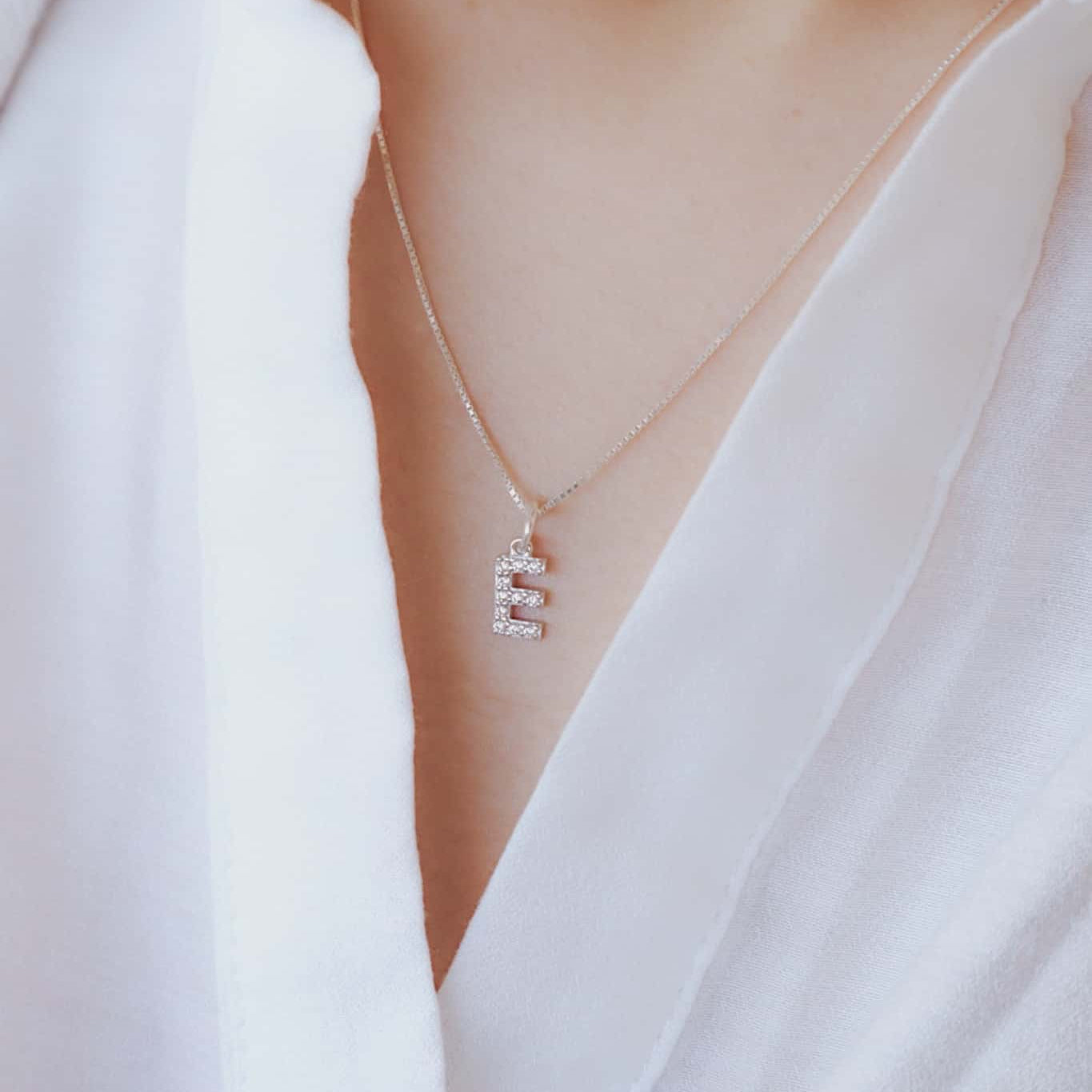 Silver English Letter Necklace PeacePiecesJewelry