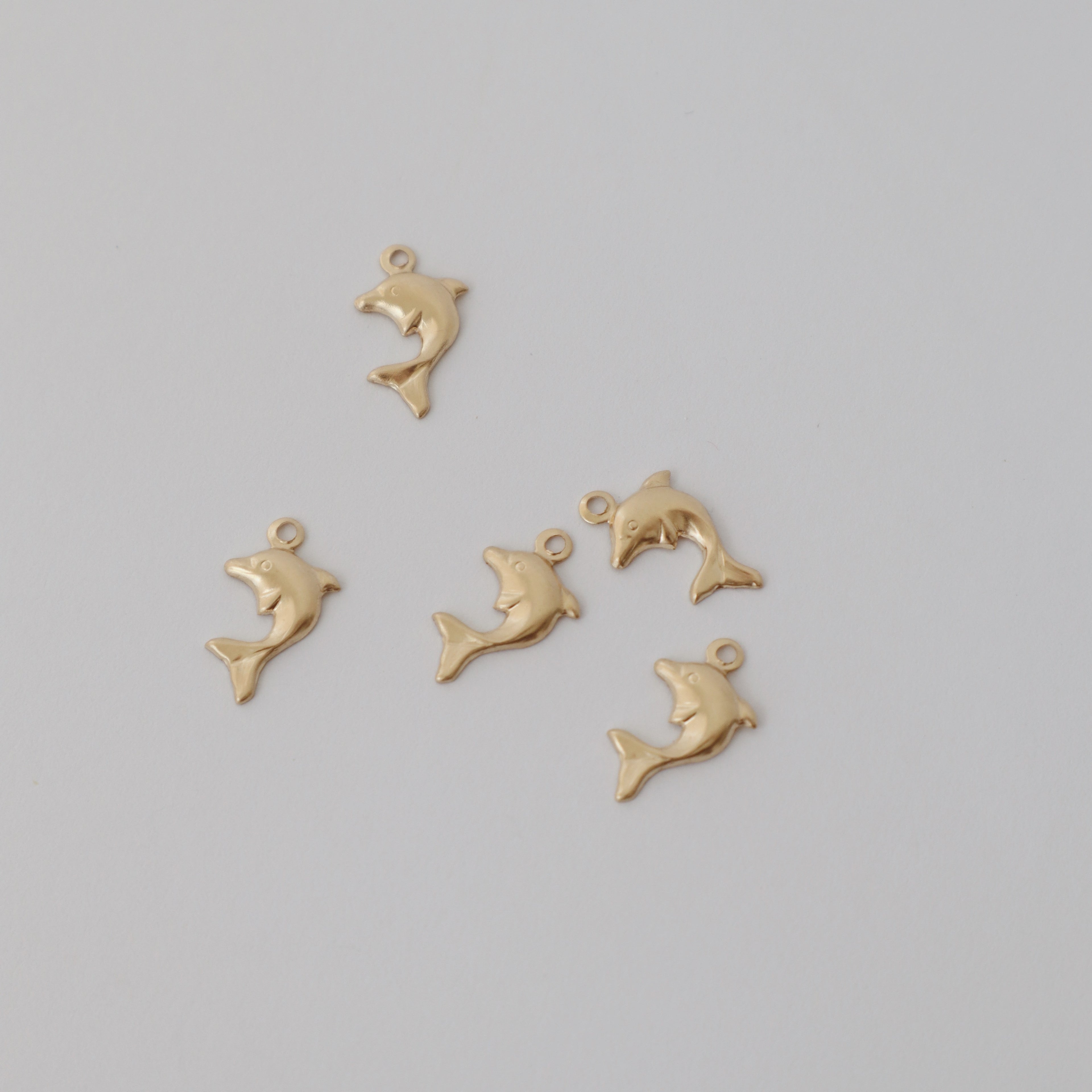 Dolphin Gold Charm - PeacePiecesJewelry