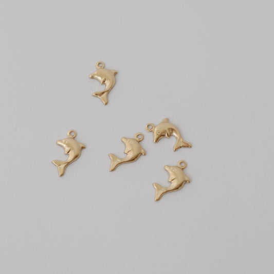Dolphin Gold Charm - PeacePiecesJewelry