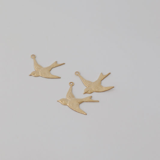 Bird Gold Charm - PeacePiecesJewelry