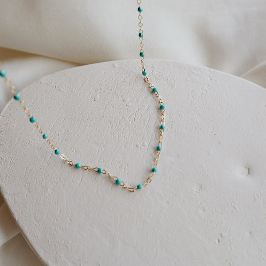 Blue Epoxy Gold Necklace - PeacePiecesJewelry